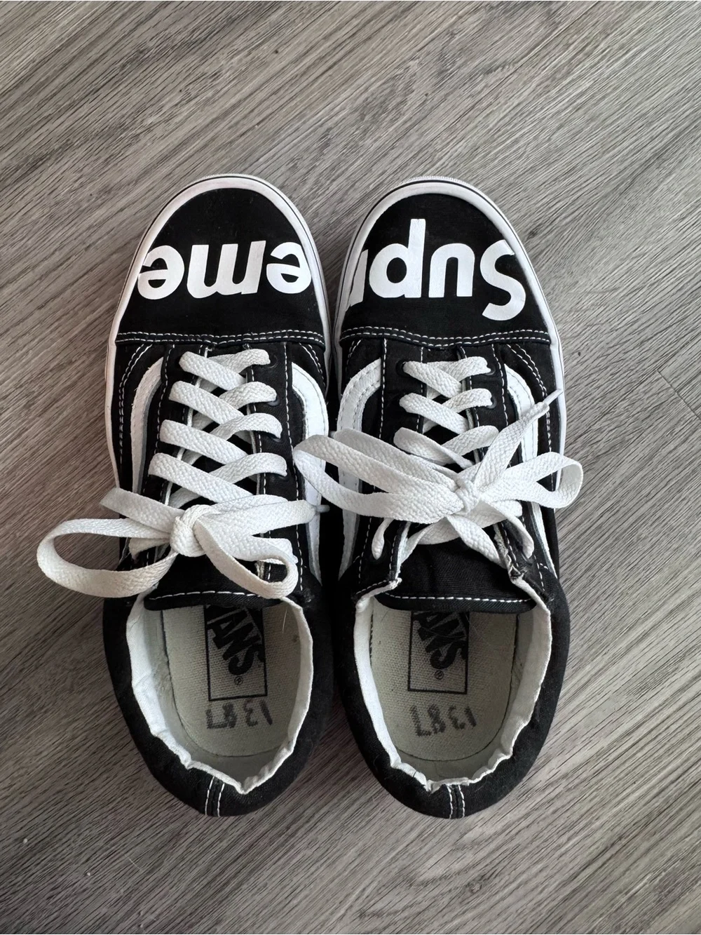 Supreme Black and White Old Skool Vans - Picture 3 of 5